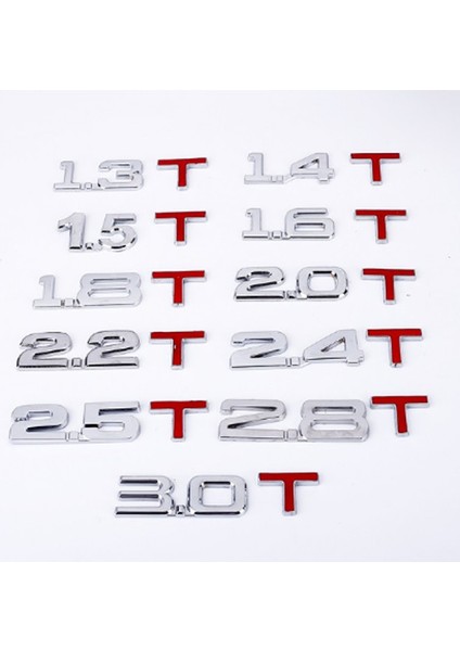 2.0t Araba Motor Hacmi Etiket Metal T Hacmi Logo Araba Bagaj Amblemi Araç Stickerleri (Yurt Dışından)