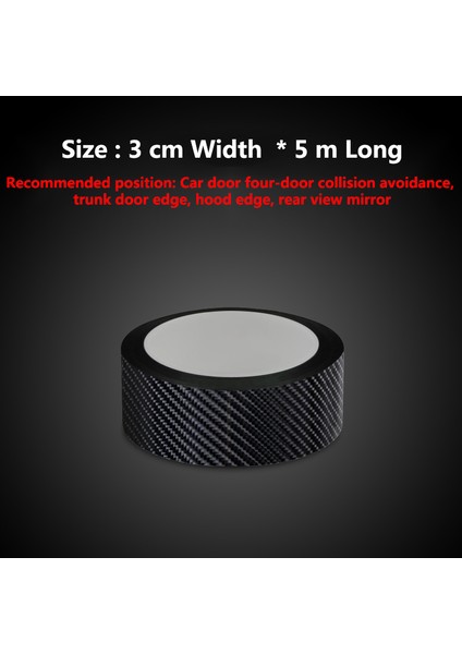 30MM x 5m Karbon Fiber Araba Sticker Koruyucu Şerit Oto Gövde Nano Velcro Araba Kapı Anti Çizik Çarpışma Sürtünme Kendin Yap Koruma Filmi Yapıştırma (Yurt Dışından)