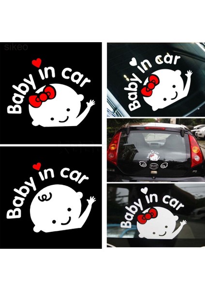 Oğlan Komik Araba Tasarımı 3D Karikatür Sticker Bebek Araba Uyarı Sticker Bebekli Araba Aksesuarları Yüksek Kalite (Yurt Dışından)