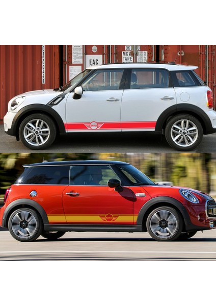 Parlak Beyaz1 Cooper R56 R57 R58 R50 R52 R53 R59 R61 Countryman R60 F60 F55 F56 Için Uzun Yan Sticker Halkası (Yurt Dışından) indirimleri