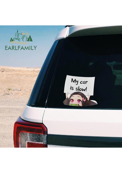 YT-166232-13CM Earlfamıly 13CM x 9.6cm Demon Slayer Nezuko Benim Arabam Yavaş Araba Sticker Komik Etiket Kampavan Vinil Araba Kaplama Jdm Etiketler (Yurt Dışından) fiyatları