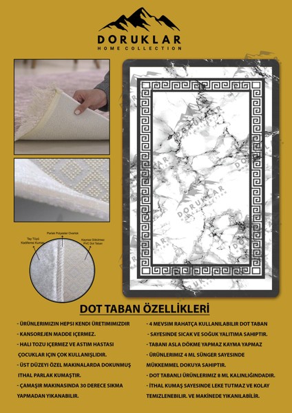 Kaymaz Taban Yıkanabilir Dijital Baskı Dekoratif Modern Desenli Dot Taban Halı Nova Serisi NV114 fiyatları