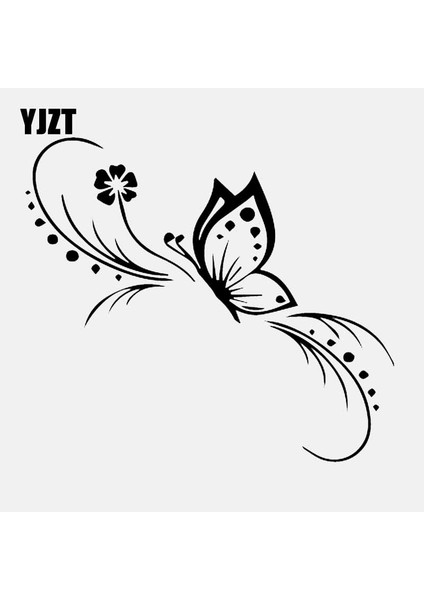 Gümüş Rengi Yjzt 13.6cm*11.9cm Kelebek Çiçek Araba Sticker Dekorasyonu Floral Sanat Vinil Etiket Siyahgümüş C (Yurt Dışından) fiyatları