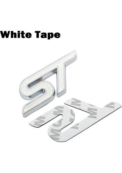 Beyaz Bant Metal Kırmızı Mavi St Ön Izgara Sticker Araba Ön Izgara Amblemi Krom Sticker Ford Fıesta Focus Mondeo Otomobil Modifiye (Yurt Dışından)