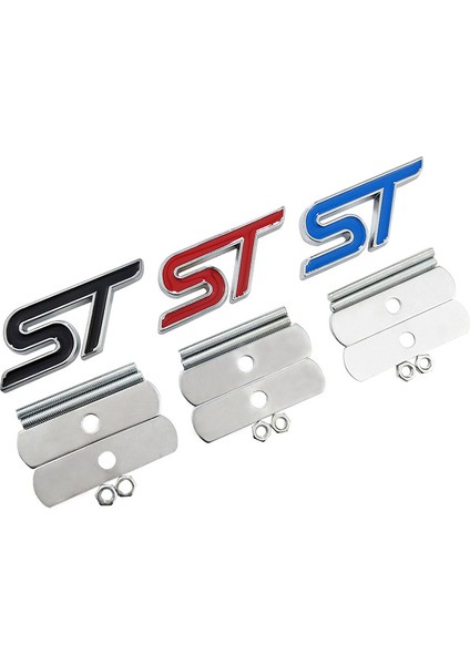Beyaz Bant Metal Kırmızı Mavi St Ön Izgara Sticker Araba Ön Izgara Amblemi Krom Sticker Ford Fıesta Focus Mondeo Otomobil Modifiye (Yurt Dışından) modelleri