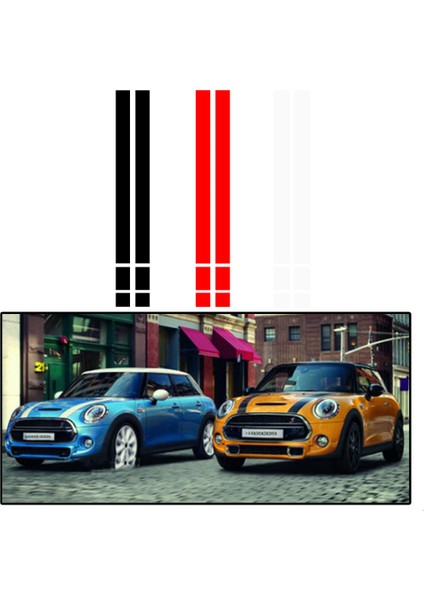Sarı 2 Adet Siyah Beyaz Kırmızı Vinil Araba Kaput Şerit Kapak Sticker Kaplama Etiketi Bmw Mını Cooper R50 R53 R56 R55 Için Uyumlu (Yurt Dışından)