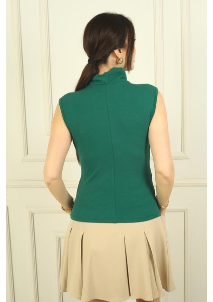 Kadın Degaje Yaka Önü Büzgülü Kolsuz Likralı Bluz fırsatları