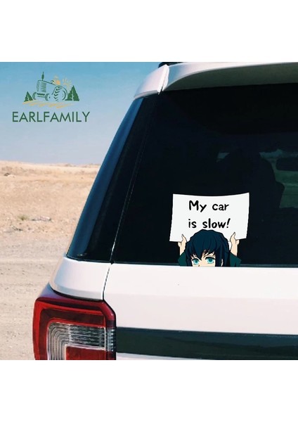 YT-166233-13CM Earlfamıly 13CM x 9.6cm Demon Slayer Nezuko Benim Arabam Yavaş Araba Sticker Komik Etiket Kampavan Vinil Araba Kaplama Jdm Etiketler (Yurt Dışından) fırsatları