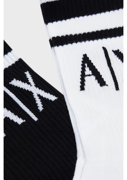 Streç Pamuklu Logolu ve Şeritli 2 Pack Çorap Erkek Çorap 953030 CC650 00121 fiyatları