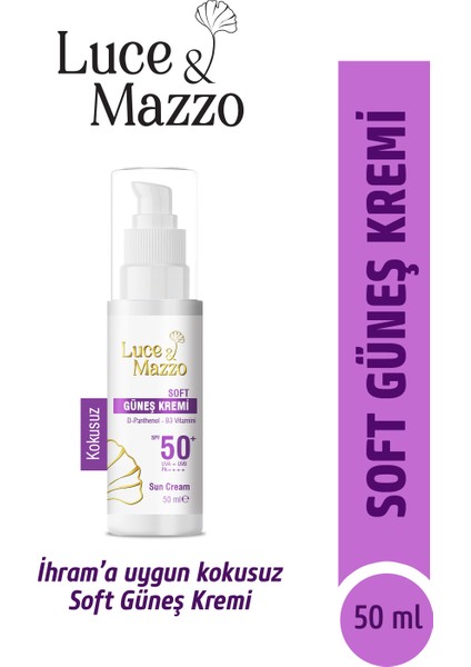 İhrama Uygun 50+ Spf Kokusuz Soft Güneş Koruyucu - Yüz ve Vücut Için Güneş kremi 50 ml