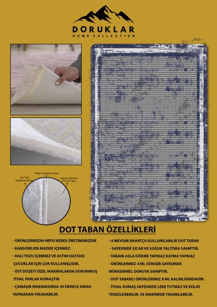 Kaymaz Taban Yıkanabilir Dijital Baskı Dekoratif Modern Desenli Dot Taban Halı Nova Serisi NV101 fiyatları