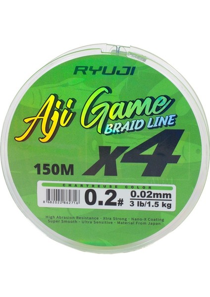 Aji Game 4x 150 mt Chartreuse Ip Misina