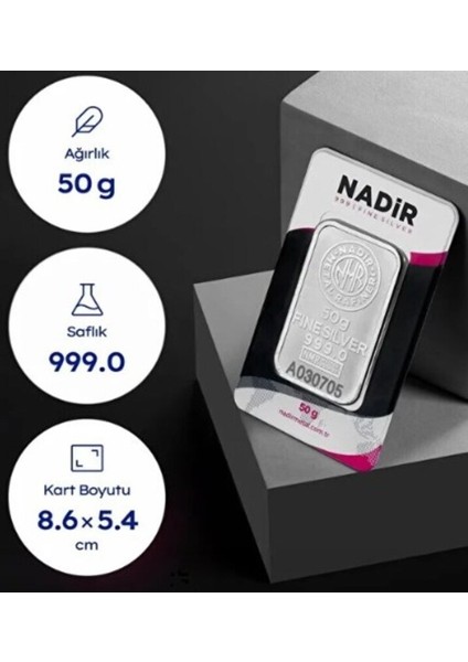 Uluslararası Sertifikalı 4 Adet 50 gr Külçe Gümüş 999 Ayar