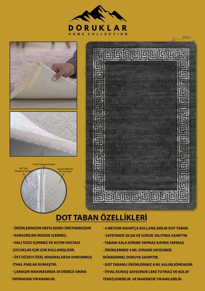 Kaymaz Taban Yıkanabilir Dijital Baskı Dekoratif Modern Desenli Dot Taban Halı Nova Serisi NV110 fiyatları