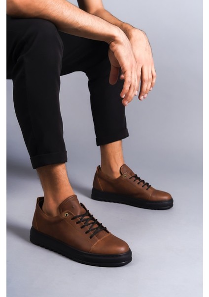 SLW152 Cool Bağcıklı Cilt Erkek Günlük Spor Klasik Ayakkabı St Taba