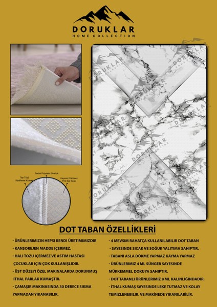 Kaymaz Taban Yıkanabilir Dijital Baskı Dekoratif Modern Desenli Dot Taban Halı Nova Serisi NV107 fiyatları