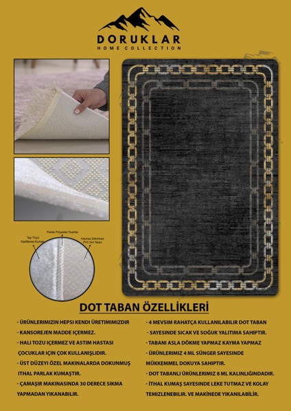 Kaymaz Taban Yıkanabilir Dijital Baskı Dekoratif Modern Desenli Dot Taban Halı Nova Serisi NV106