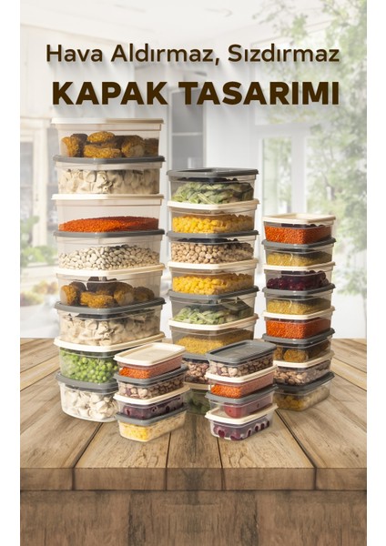 32'li Set Çok Amaçlı Saklama Kabı Difriz ve Mikrodalga Uyumlu Easy Box 8X1220 8X750 8X430 8X225 ml