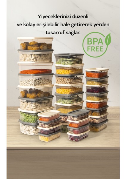 32'li Set Çok Amaçlı Saklama Kabı Difriz ve Mikrodalga Uyumlu Easy Box 8X1220 8X750 8X430 8X225 ml