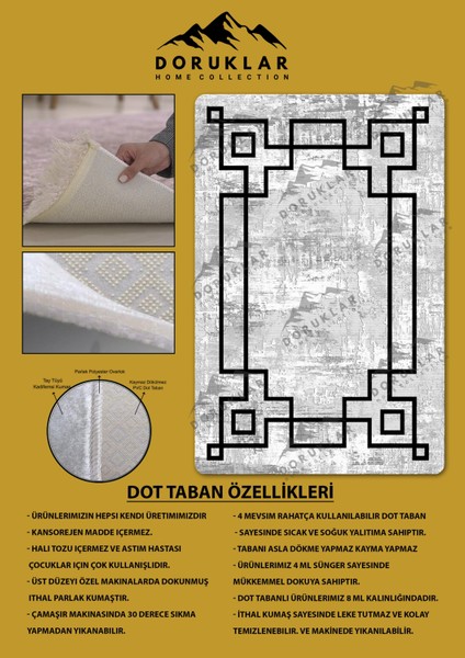 Kaymaz Taban Yıkanabilir Dijital Baskı Dekoratif Modern Desenli Dot Taban Halı Nova Serisi NV119 fiyatları