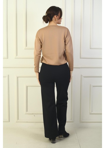 Kadın Beli Lastikli Yandan Cepli Çımalı Bol Paça Çelik Pantolon fırsatları