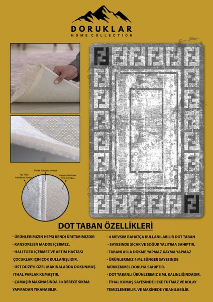 Kaymaz Taban Yıkanabilir Dijital Baskı Dekoratif Modern Desenli Dot Taban Halı Nova Serisi NV117 fiyatları