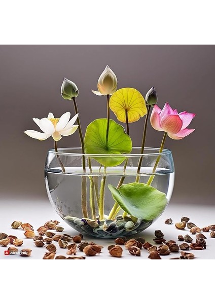 10 Adet Tohum Nadir Karışık Renkler Kutsal Kase Lotus Çiçeği Tohumu Sürpriz Hediyeli