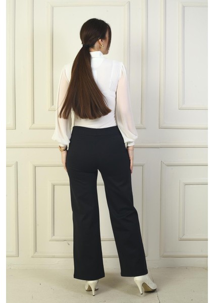 Kadın Beli Lastikli Yandan Cepli Çımalı Bol Paça Çelik Pantolon fırsatları