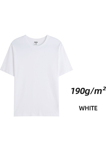 Beyaz Stil Xl Boyutu 190G Karting Pamuk T-Shirt Erkeklerin Düz Renk Üstü Kadınların Özel Logo Takım Forması Giyim Yaz Özelleştirme (Yurt Dışından)