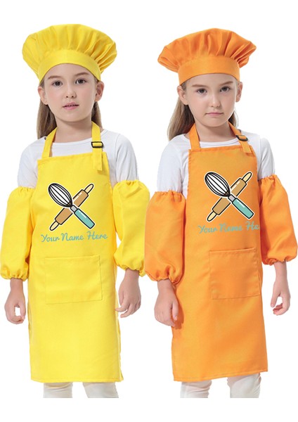 Gül Kırmızı Tarzı 60X45CM Çocuk Mutfak Fırın Önlüğü Kız Çocuk Polyester Önlük Boyama Yeme Giysileri Keçe Şef Şapka Baskı Isim Içermez (Yurt Dışından)