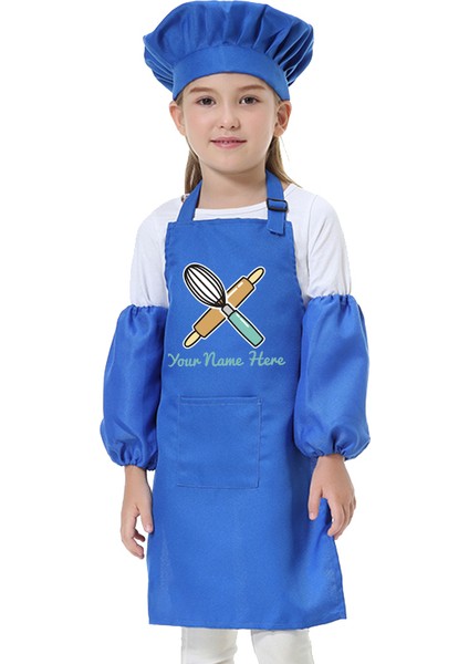 Gül Kırmızı Tarzı 60X45CM Çocuk Mutfak Fırın Önlüğü Kız Çocuk Polyester Önlük Boyama Yeme Giysileri Keçe Şef Şapka Baskı Isim Içermez (Yurt Dışından)