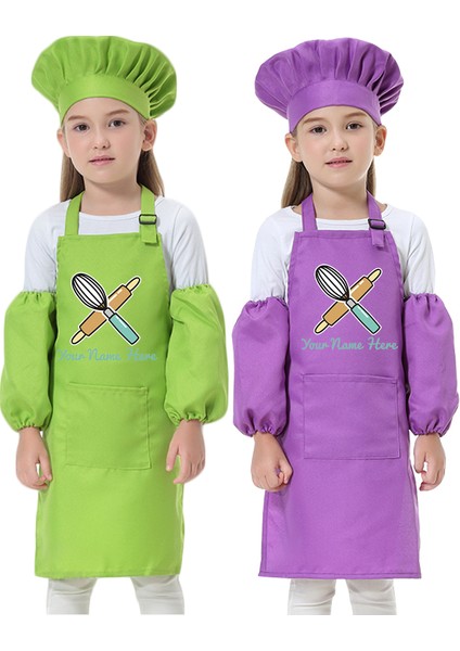 Gül Kırmızı Tarzı 60X45CM Çocuk Mutfak Fırın Önlüğü Kız Çocuk Polyester Önlük Boyama Yeme Giysileri Keçe Şef Şapka Baskı Isim Içermez (Yurt Dışından)