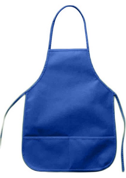 Mavi Stil Çocuklar Için Cep Detaylı Renkli Kumaş Önlük - Mutfak Okulu Boyama Pişirme Nonwoven Kumaş Temizlik Önlüğü (Yurt Dışından)