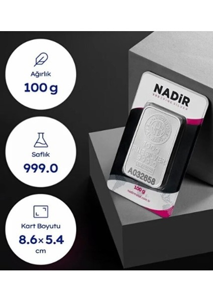 Uluslararası Sertifikalı 3 Adet 100 gr Külçe Gümüş 999 Ayar
