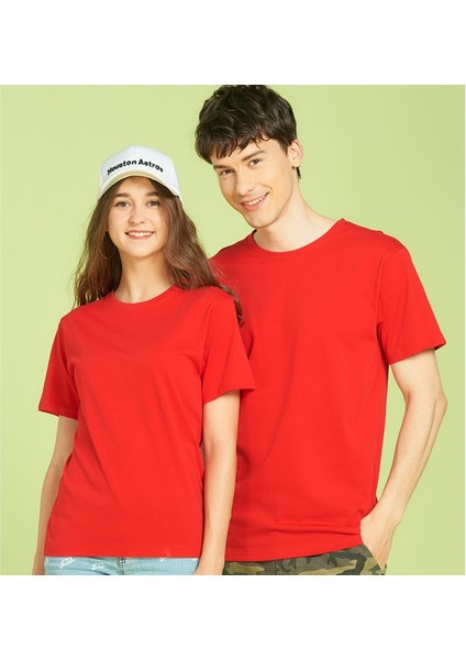 Mavi Stil L Boyutu 190G Karting Pamuk T-Shirt Erkeklerin Düz Renk Üstü Kadınların Özel Logo Takım Forması Giyim Yaz Özelleştirme (Yurt Dışından) fırsatları