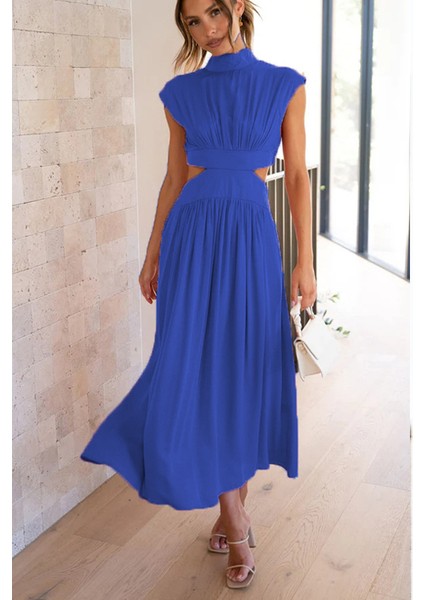 Siyah Stil L Boyutu Kadın Bahar Yaz Cepler Uzun Maxi Elbise Düz Renk Moda Kolsuz Kesik Sırt Dekolteli Tatlı Zarif Rahat Elbise Vestido (Yurt Dışından) fırsatları