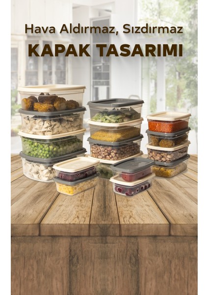 16'lı Set Çok Amaçlı Saklama Kabı Difriz ve Mikrodalga Uyumlu Easy Box 4X1220 4X750 4X430 4X225 ml
