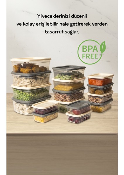 16'lı Set Çok Amaçlı Saklama Kabı Difriz ve Mikrodalga Uyumlu Easy Box 4X1220 4X750 4X430 4X225 ml