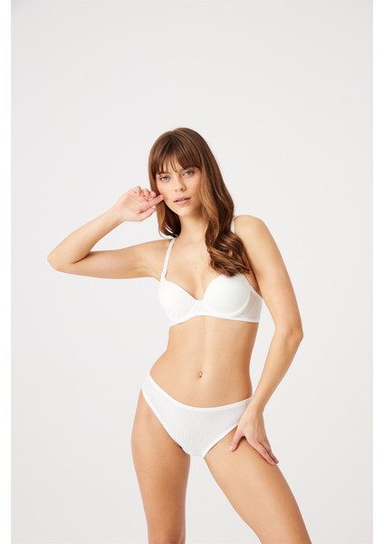 Aria Desenli Destekli Ekru Sütyen Takımı (625)