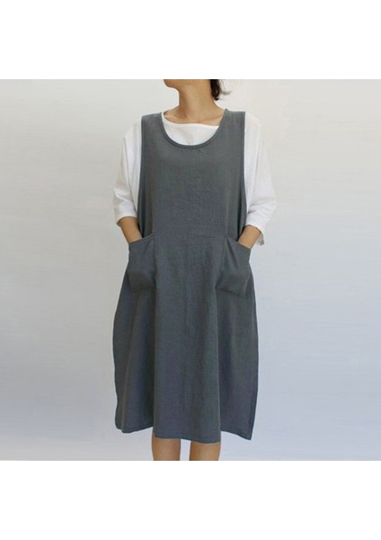 Yeşil Stil S Beden Mutfak Önlüğü Pamuk Tunik Elbise Rahat Kolsuz Diz Boyu Cep Detaylı Japon Tarzı Önlük (Yurt Dışından) indirimleri