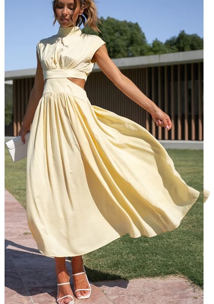 Siyah Stil M Boyutu Kadın Bahar Yaz Cepler Uzun Maxi Elbise Düz Renk Moda Kolsuz Kesik Sırt Dekolteli Tatlı Zarif Rahat Elbise Vestido (Yurt Dışından) indirimleri