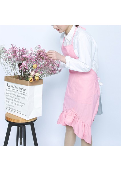 Pembe Bir Tarz Katı Pişirme Mutfak Önlüğü Plise Etekli Önlük Kadın Erkek Şef Otel Garson Kafe Mağaza Kuaför Önlükler Delantal Tablie (Yurt Dışından) fırsatları