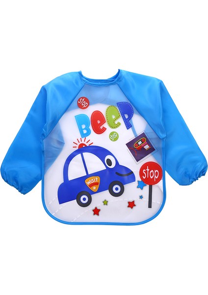 Mavi Araba Tarzı 1 Adet Çizgi Film Su Geçirmez Eva Uzun Kollu Önlük Çocuk Önlük Tam Kol Ding Fırça Önlük (Yurt Dışından)