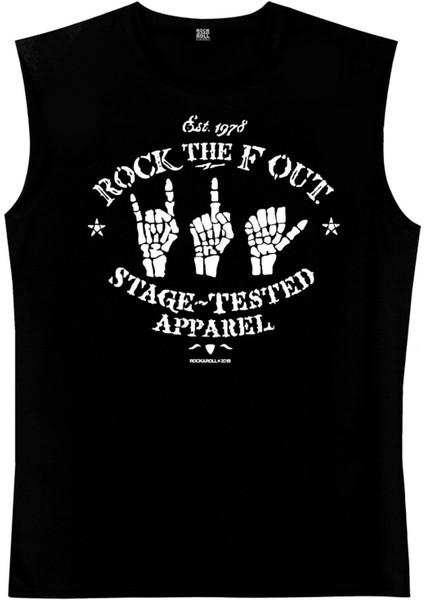 Rock Eller Siyah Kesik Kol / Kolsuz Erkek T-Shirt fiyatları