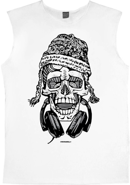 Nepalli Kurukafa Beyaz Kesik Kol / Kolsuz Erkek T-Shirt