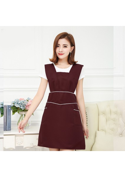 Gül Kırmızı Tarzı Kore Moda Kadın Kız Garson Önlüğü Elbise Restoran Ev Temizlik Aracı Mutfak Pişirme Önlükleri Çay Kafe Çiçekçi Iş Göğüsü (Yurt Dışından)
