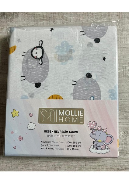Pamuklu Bebek Nevresim Takımı Çarşaf : 110x160 cm Yastık kılıfı : 35x45 cm 1 adet %100 pamuk