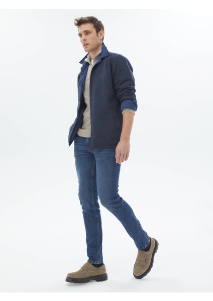 Lacivert Regular Fit Gömlek Yaka Casual Dokuma Mont indirimleri