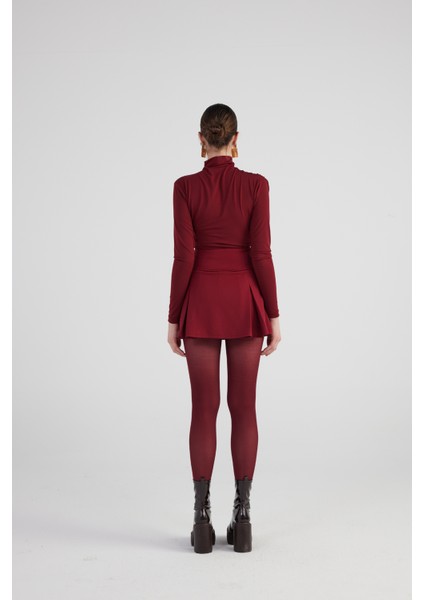 Drape Detaylı Balıkçı Yaka Fables Bluz Bordo