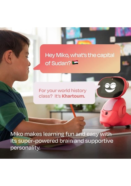 Miko 3 Steam Öğrenme ve Eğitici Robot Çocuklar Için Yapay Zeka Destekli Akıllı Robot - Kırmızı